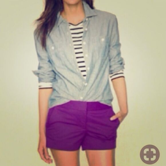 10/$25🦋 J. Crew Purple Broken-In Mid Rise Chino Shorts - Size 4 - Picture 1 of 12